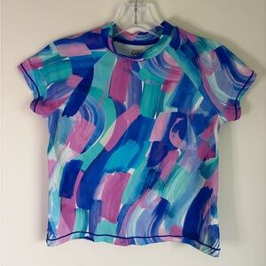 Athleta Kids Short Sleeve Tee - Blue, Pink, Green, Anti-UV Size L/12 Sporty Pool